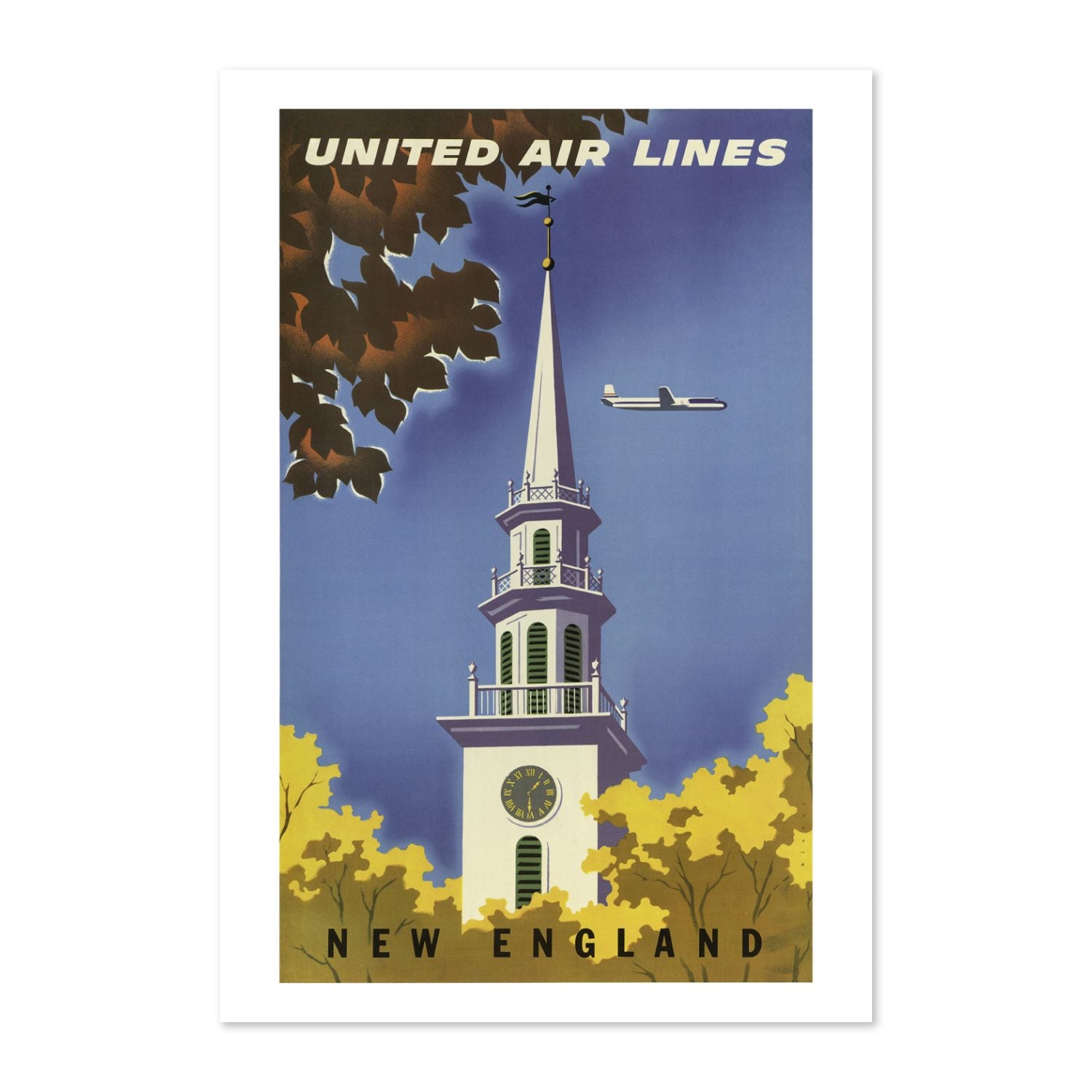 New England United Air Lines poster print